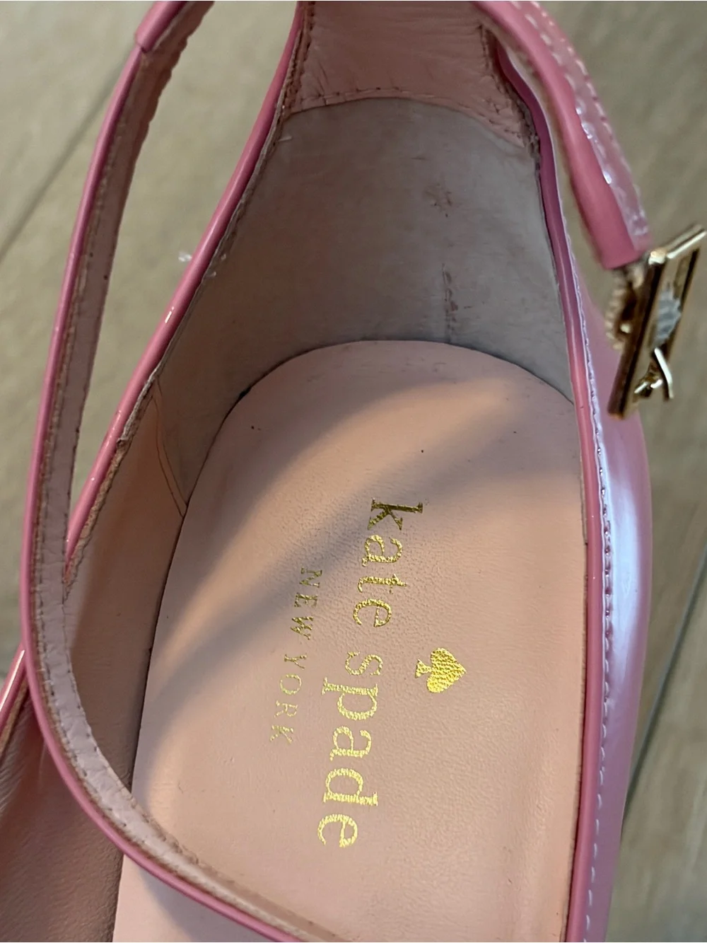 kate spade Pink Patent Pointed-Toe Pumps with Ankle Strap size 6.5